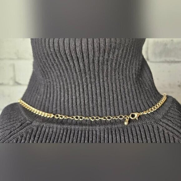 Red & Gold Floral Statement Necklace – Enamel Flowers w/ Crystal Centers - Picture 4 of 5